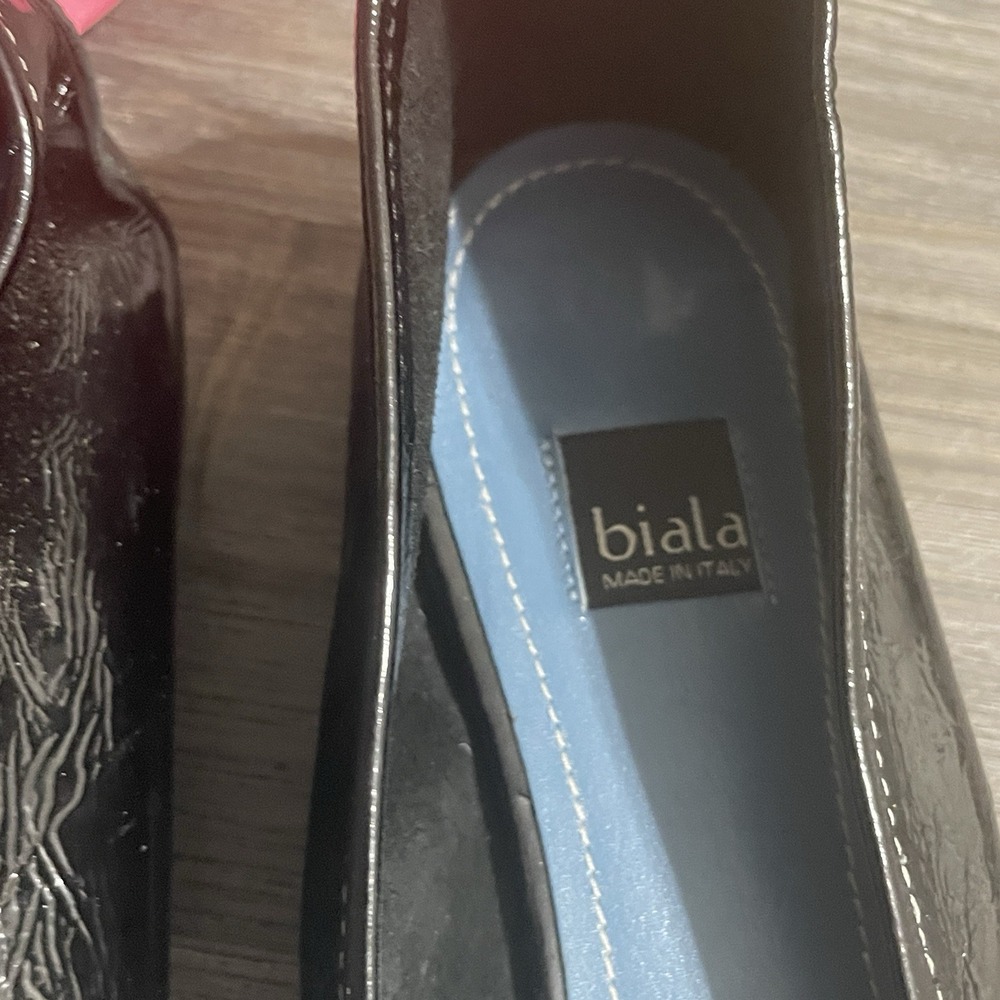 BIALA Black Patent Leather Flats Womens Sz 10M Made In ITALY Office Career - Picture 7 of 14